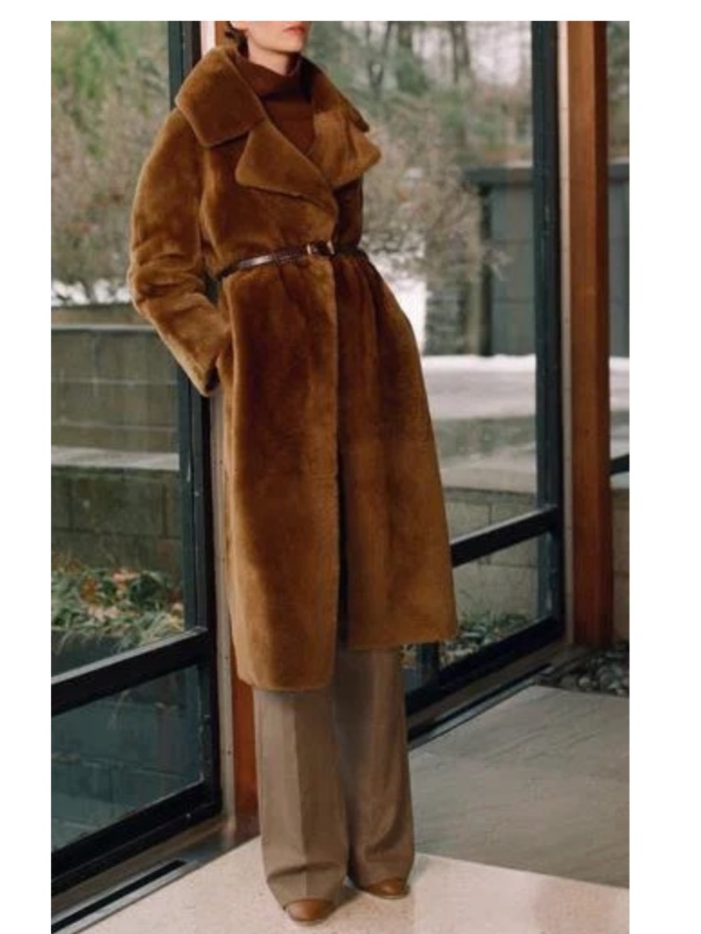 Nili Lotan Avril Shearling Long Coat Size L